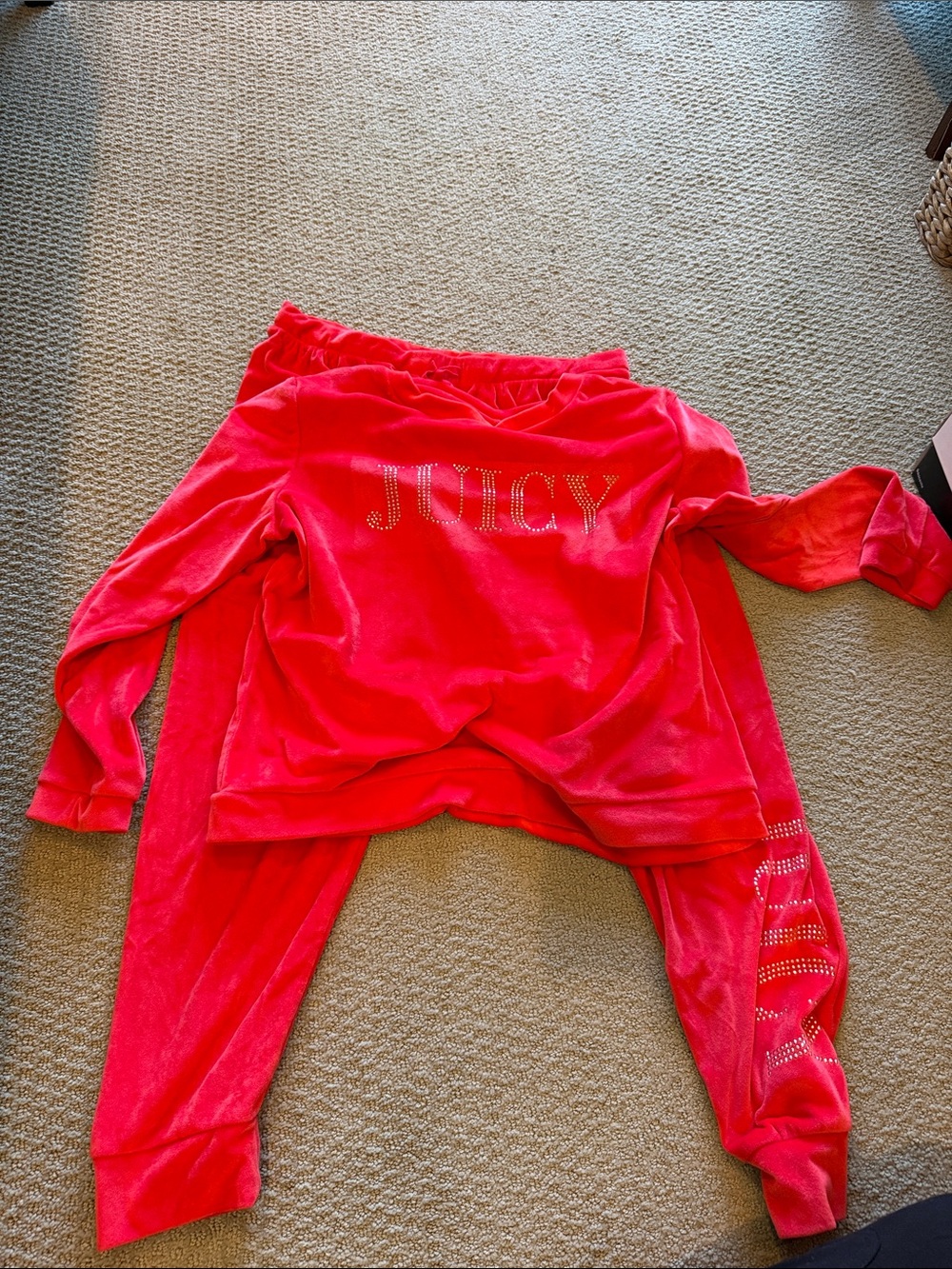 Juicy Couture Bright Pink Velour Rhinestone Logo Tracksuit